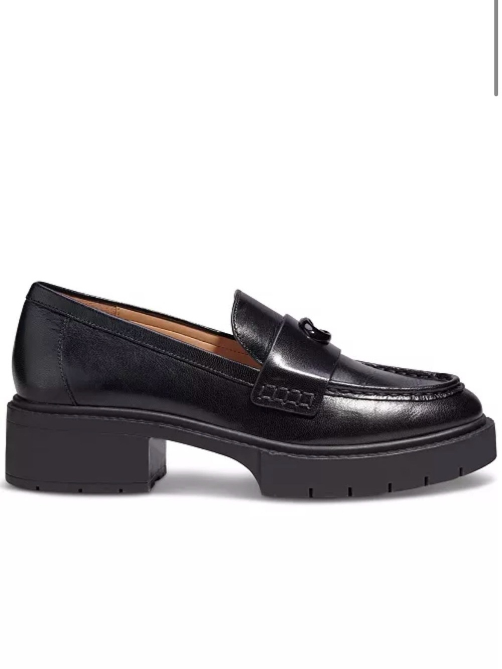 NWT Coach Leah Black Leather Platform Loafer - Picture 5 of 16